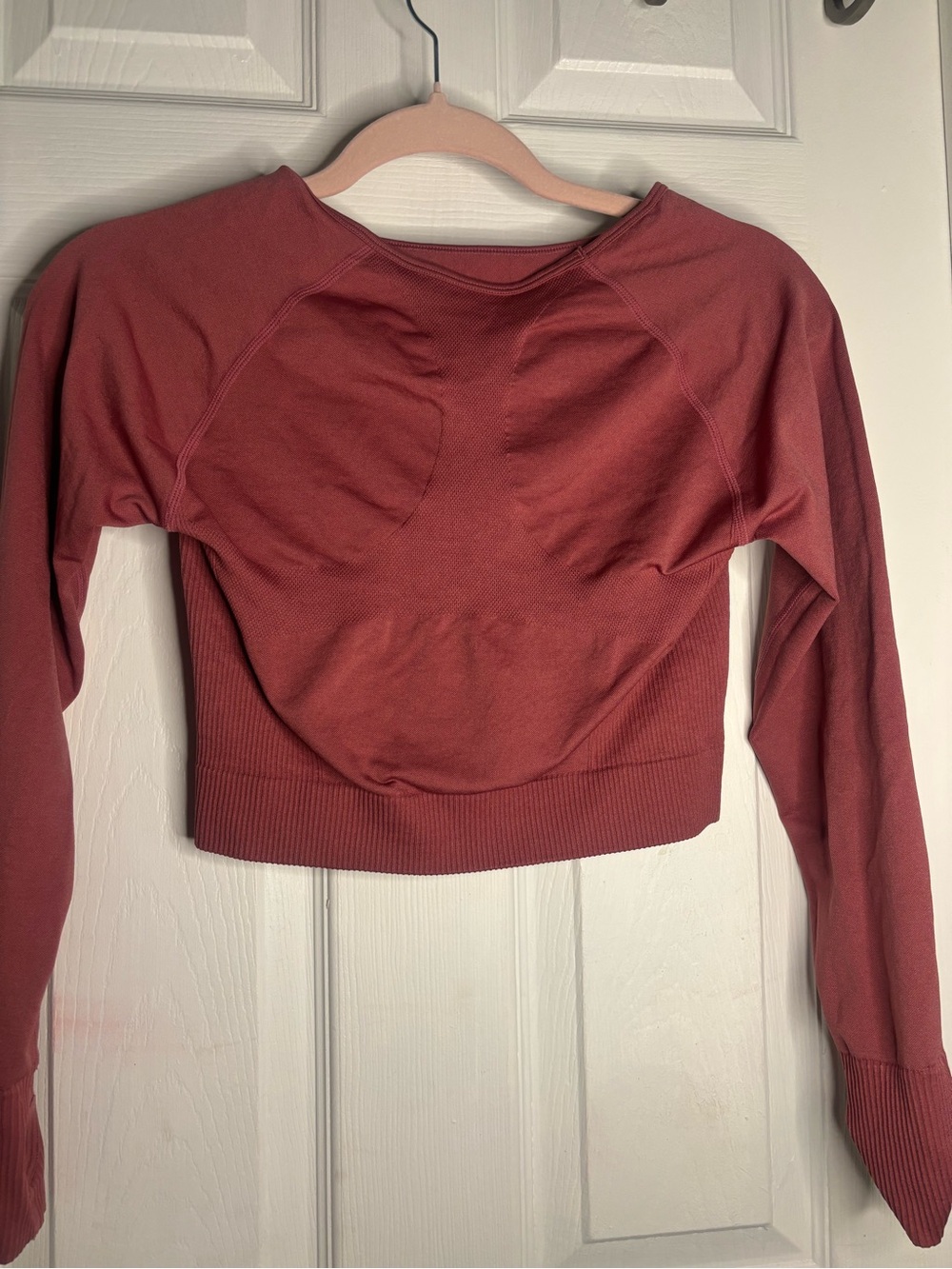 Women's Long Sleeve Crop Top in Rust